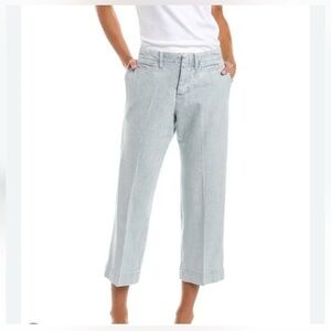 FRAME Le Tomboy bleached Striped blue Woman wide leg high-rise  cotton jean 27